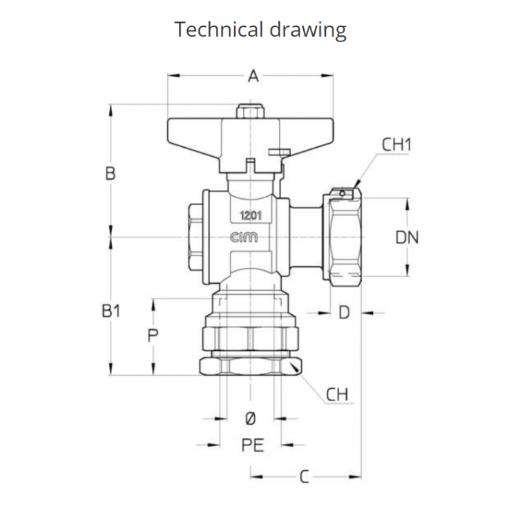 284CRNL Technical drawing drop